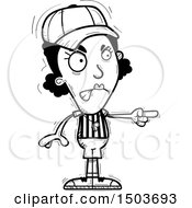 Clipart Of A Black And White Mad Pointing Black Female Referee Royalty Free Vector Illustration