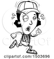 Clipart Of A Black And White Tired Running Black Female Referee Royalty Free Vector Illustration