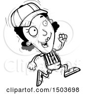 Clipart Of A Black And White Running Black Female Referee Royalty Free Vector Illustration