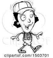 Clipart Of A Black And White Walking Black Female Referee Royalty Free Vector Illustration