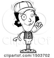 Clipart Of A Black And White Waving Black Female Referee Royalty Free Vector Illustration