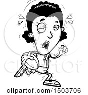 Clipart Of A Black And White Tired Running Black Female Rugby Player Royalty Free Vector Illustration