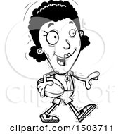 Clipart Of A Black And White Walking Black Female Rugby Player Royalty Free Vector Illustration