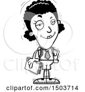 Clipart Of A Black And White Confident Black Female College Student Royalty Free Vector Illustration