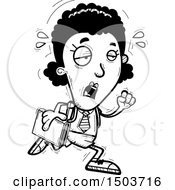 Clipart Of A Black And White Tired Running Black Female College Student Royalty Free Vector Illustration