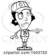 Clipart Of A Black And White Mad Pointing Black Female Scout Royalty Free Vector Illustration
