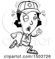Clipart Of A Black And White Tired Running Black Female Scout Royalty Free Vector Illustration