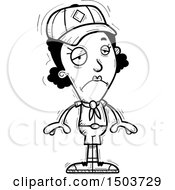 Clipart Of A Black And White Sad Black Female Scout Royalty Free Vector Illustration