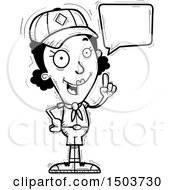 Clipart Of A Black And White Talking Black Female Scout Royalty Free Vector Illustration