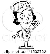 Clipart Of A Black And White Waving Black Female Scout Royalty Free Vector Illustration