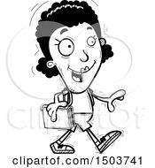 Clipart Of A Black And White Walking Black Female Community College Student Royalty Free Vector Illustration