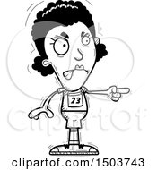 Clipart Of A Black And White Mad Pointing Black Female Track And Field Athlete Royalty Free Vector Illustration