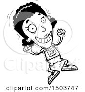 Clipart Of A Black And White Jumping Black Female Track And Field Athlete Royalty Free Vector Illustration