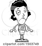 Clipart Of A Black And White Sad Black Female Track And Field Athlete Royalty Free Vector Illustration