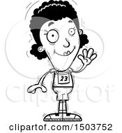 Clipart Of A Black And White Waving Black Female Track And Field Athlete Royalty Free Vector Illustration