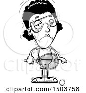 Clipart Of A Black And White Sad African American Woman Racquetball Player Royalty Free Vector Illustration