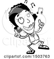 Clipart Of A Black And White Happy Dancing African American Business Woman Royalty Free Vector Illustration