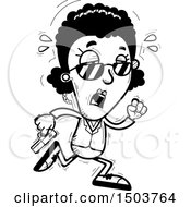 Clipart Of A Black And White Tired Running African American Woman Secret Service Agent Royalty Free Vector Illustration