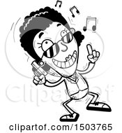 Clipart Of A Black And White Happy Dancing African American Woman Secret Service Agent Royalty Free Vector Illustration