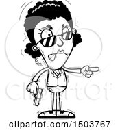 Clipart Of A Black And White Mad Pointing African American Woman Secret Service Agent Royalty Free Vector Illustration