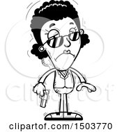 Clipart Of A Black And White Sad African American Woman Secret Service Agent Royalty Free Vector Illustration