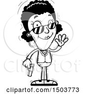 Clipart Of A Black And White Waving African American Woman Secret Service Agent Royalty Free Vector Illustration