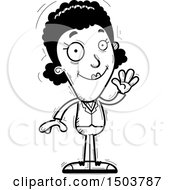 Clipart Of A Black And White Waving African American Business Woman Royalty Free Vector Illustration