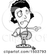Clipart Of A Black And White Mad Pointing African American Woman Badminton Player Royalty Free Vector Illustration