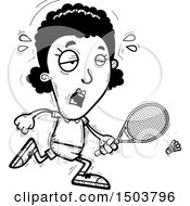 Clipart Of A Black And White Tired African American Woman Badminton Player Royalty Free Vector Illustration