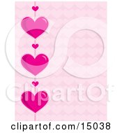 Strand Of Big Pink Hearts And Little Hearts Over A Pink Patterned Background Which Would Be Great For Stationery Or A Website