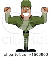 Clipart Of A Cheering Buff African American Male Army Soldier Royalty Free Vector Illustration