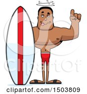 Poster, Art Print Of Drunk Buff African American Male Surfer