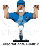 Clipart Of A Cheering Buff African American Male Baseball Player Royalty Free Vector Illustration