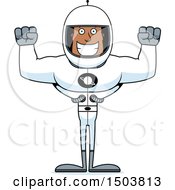 Clipart Of A Cheering Buff African American Male Astronaut Royalty Free Vector Illustration