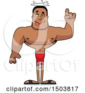 Clipart Of A Drunk Buff African American Male Swimmer Royalty Free Vector Illustration