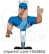 Clipart Of A Buff African American Male Baseball Player With An Idea Royalty Free Vector Illustration