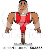 Clipart Of A Bored Buff African American Male Wrestler Royalty Free Vector Illustration
