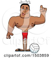Clipart Of A Drunk Buff African American Male Beach Volleyball Player Royalty Free Vector Illustration