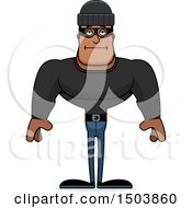 Clipart Of A Bored Buff African American Male Robber Royalty Free Vector Illustration
