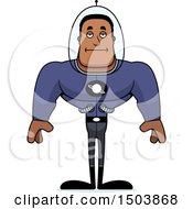 Clipart Of A Bored Buff African American Space Man Or Astronaut Royalty Free Vector Illustration
