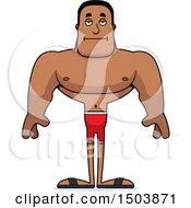 Clipart Of A Bored Buff African American Male Swimmer Royalty Free Vector Illustration