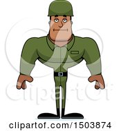 Clipart Of A Bored Buff African American Male Army Soldier Royalty Free Vector Illustration