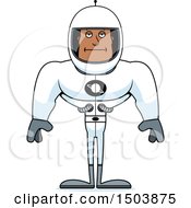 Clipart Of A Bored Buff African American Male Astronaut Royalty Free Vector Illustration
