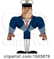 Clipart Of A Bored Buff African American Male Sea Captain Royalty Free Vector Illustration