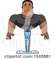 Clipart Of A Bored Buff African American Casual Man Royalty Free Vector Illustration
