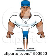 Clipart Of A Bored Buff African American Male Coach Royalty Free Vector Illustration