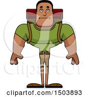 Clipart Of A Bored Buff African American Male Hiker Royalty Free Vector Illustration