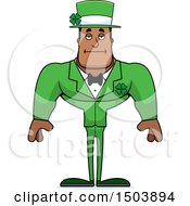Clipart Of A Bored Buff Black Irish Male Leprechaun Royalty Free Vector Illustration