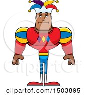 Clipart Of A Bored Buff African American Male Jester Royalty Free Vector Illustration