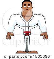Clipart Of A Bored Buff African American Karate Man Royalty Free Vector Illustration